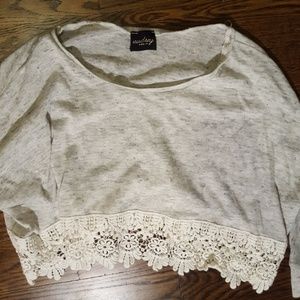 Nasty Gal Lace Long Sleeve Crop Top